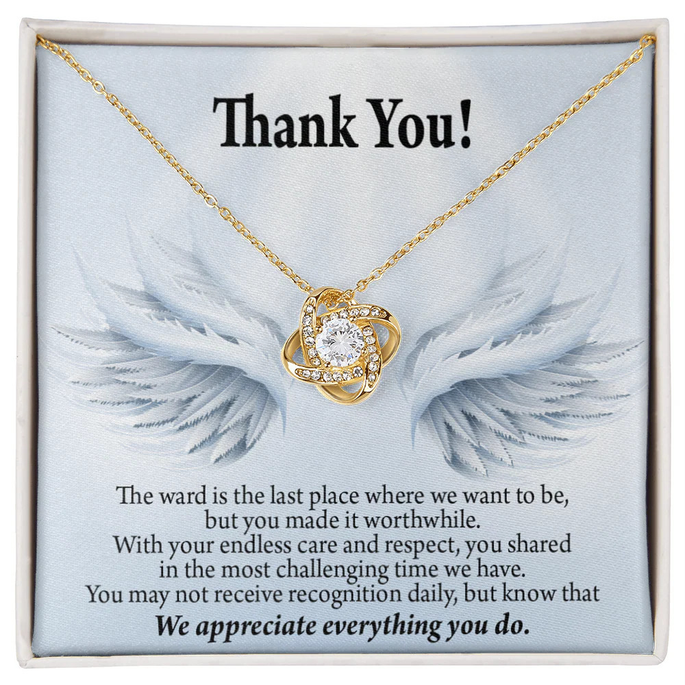 Endless Care Infinity Knot CZ Necklace Gold Tone Standard Box